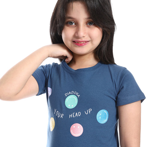Diadora Girls Cotton Printed T-Shirt